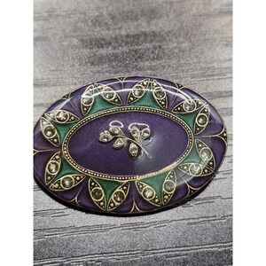 Catherine Popesco Signed Purple Enamel French Brooch Pin